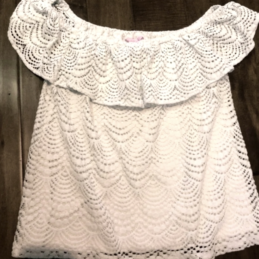Lily Pulitzer white off shoulder eyelet shirt